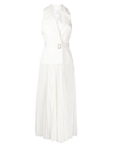 Acler Cliff Pleated Skirt Midi Dress in Ivory