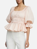 Acler Harberton Peplum Top in Dusty Pink