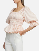 Acler Harberton Peplum Top in Dusty Pink