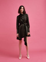 Acler Simmons Long Sleeve Satin Dress in Forest Green | Order Of Style