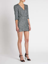 IRO Justify V Neck Mini Dress in Grey Sequin