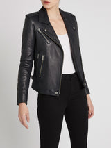 IRO Newhan Leather Jacket in Strong Blue