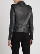 IRO Newhan Leather Jacket in Strong Blue