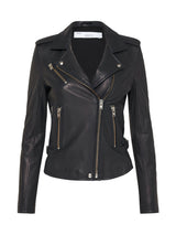 IRO Newhan Leather Jacket in Strong Blue