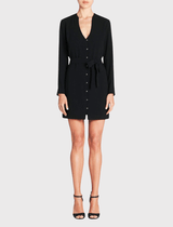 IRO Sikte Long Sleeve Mini Shirt Dress in Black