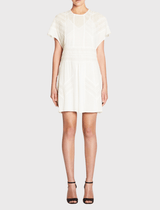 IRO Vilda Short Sleeved Lacey Shift Dress in White