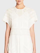 IRO Vilda Short Sleeved Lacey Shift Dress in White