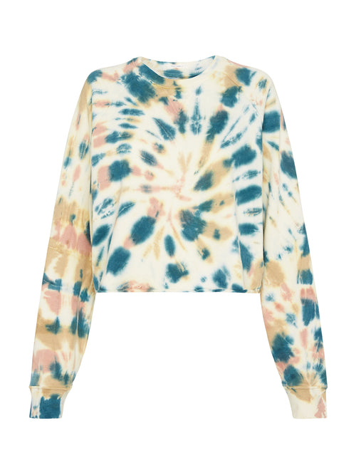 Mother Denim The Loafer Crop Fray Pullover in Delusional