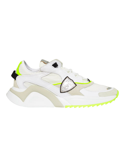 Philippe Model Eze Sneaker in Mondial Neon Blanc Juane