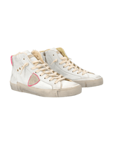 Philippe Model PRSX High Sneaker in West Fur Blanc Fuchsia