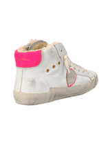 Philippe Model PRSX High Sneaker in West Fur Blanc Fuchsia