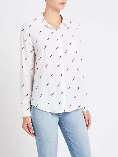 lightning bolt dress shirt Short Sleeve Lightning Bolt Black and White Shirt Black/Bone/White