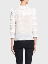 Long Sleeve Moon Dot Embroidered Top