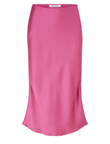 Samsoe Samsoe Agneta Satin Midi Skirt in Fandango Pink