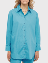 Samsoe Samsoe Lua Oversized Button Down Shirt in Blue Topaz