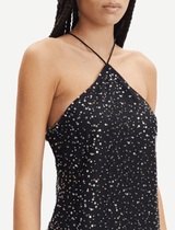 Samsoe Samsoe Ytzen Midi Halter Dress in Black Sparkle