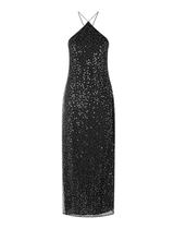 Samsoe Samsoe Ytzen Midi Halter Dress in Black Sparkle